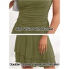 MEROKEETY Women’s Summer Strapless Tube Mini Sundresses | Off the Shoulder, Sleeveless, High Ruched Waist, Double Layered Ruffle Hem, Prom, Graduation, Party, Beach, Vacation(Army Green)