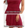 MEROKEETY Women’s Summer Strapless Tube Mini Sundresses | Off the Shoulder, Sleeveless, High Ruched Waist, Double Layered Ruffle Hem, Prom, Graduation, Party, Beach, Vacation(Burgundy)