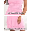 MEROKEETY Women’s Summer Strapless Tube Mini Sundresses | Off the Shoulder, Sleeveless, High Ruched Waist, Double Layered Ruffle Hem, Prom, Graduation, Party, Beach, Vacation(Pink)