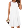 MEROKEETY Womens Casual Summer Sleeveless Tank Contrast Sun Dress 2026 | Knee Length, Rayon, Jersey, Soft, Beach, Vacation, Striped Trim, Crewneck, Petite, Short Shift Dresses, Swing Sundresses(White)