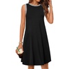 MEROKEETY Womens Casual Summer Sleeveless Tank Contrast Sun Dress 2026 | Knee Length, Rayon, Jersey, Soft, Beach, Vacation, Striped Trim, Crewneck, Petite, Short Shift Dresses, Swing Sundresses(Black)