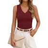 MEROKEETY Womens Summer Lace Tank Top Sleeveless V Neck Shirt | Slim Fit, Ruffled Waist, Elegant Sexy Trendy, Work, Business Casual, Going Out Tops, Dressy Camisole Tops, Summer Outfits(Wine)