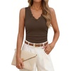 MEROKEETY Womens Summer Lace Tank Top Sleeveless V Neck Shirt | Slim Fit, Ruffled Waist, Elegant Sexy Trendy, Work, Business Casual, Going Out Tops, Dressy Camisole Tops, Summer Outfits(Brown)