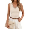 MEROKEETY Womens Summer Lace Tank Top Sleeveless V Neck Shirt | Slim Fit, Ruffled Waist, Elegant Sexy Trendy, Work, Business Casual, Going Out Tops, Dressy Camisole Tops, Summer Outfits(Apricot)