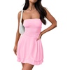 MEROKEETY Women’s Summer Strapless Tube Mini Sundresses | Off the Shoulder, Sleeveless, High Ruched Waist, Double Layered Ruffle Hem, Prom, Graduation, Party, Beach, Vacation(Pink)