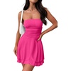 MEROKEETY Women’s Summer Strapless Tube Mini Sundresses | Off the Shoulder, Sleeveless, High Ruched Waist, Double Layered Ruffle Hem, Prom, Graduation, Party, Beach, Vacation(Rose)