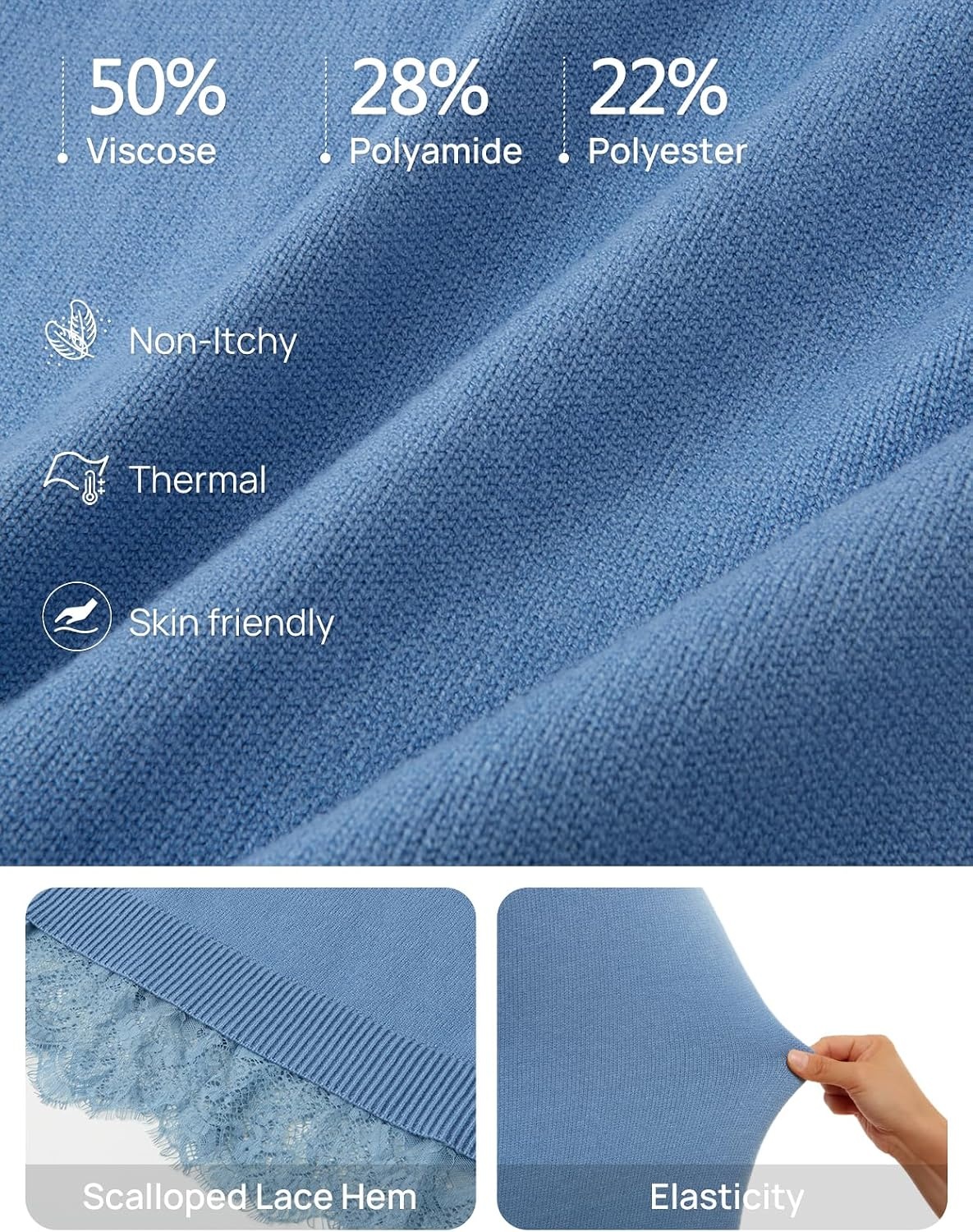 image:imageMEROKEETY Womens Fall Long Sleeve Lace Oversized Casual Knit Sweater Dress Patchwork Crew Neck Above Knee Length Twofer Pullover Ribbed Drop Shoulder Loose Fit Soft Cozy Winter Outfits 2026Dustyblue