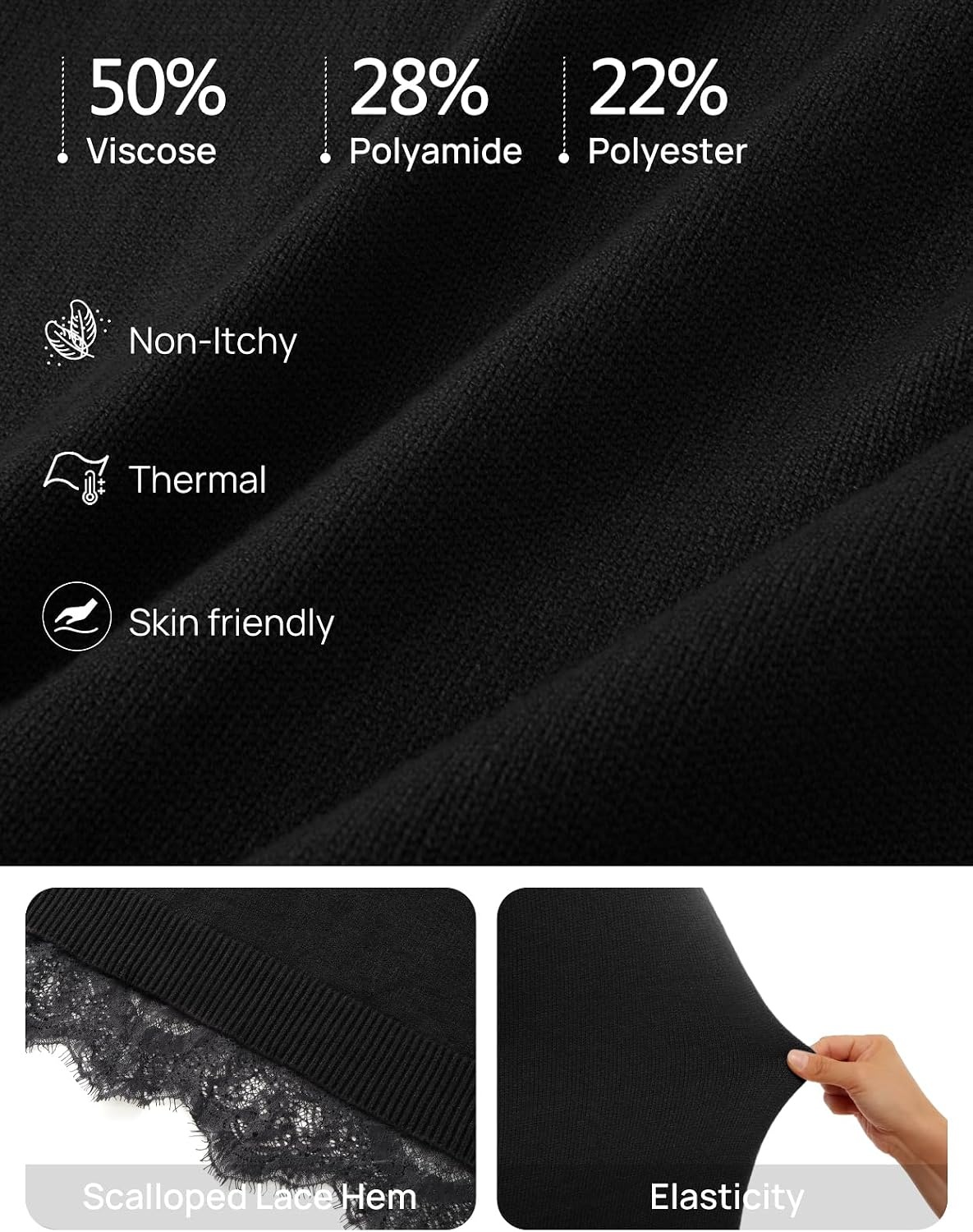 image:imageMEROKEETY Womens Fall Long Sleeve Lace Oversized Casual Knit Sweater Dress Patchwork Crew Neck Above Knee Length Twofer Pullover Ribbed Drop Shoulder Loose Fit Soft Cozy Winter Outfits 2026Black