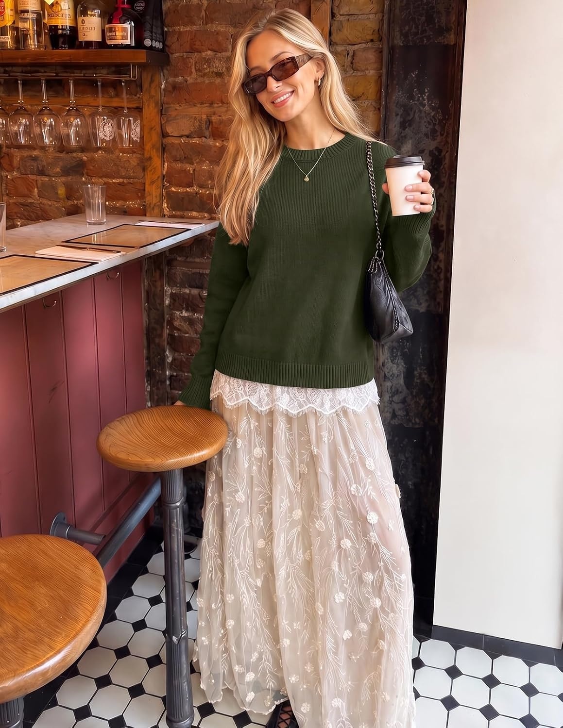 image:imageMEROKEETY Womens Fall Oversized Lace Sweaters 2026 Trendy Long Sleeve Crew Neck Drop Shoulder Soft Knit Loose Casual Cozy Cute Pullover Top Fall Fashion Outfits Winter ClothesArmy