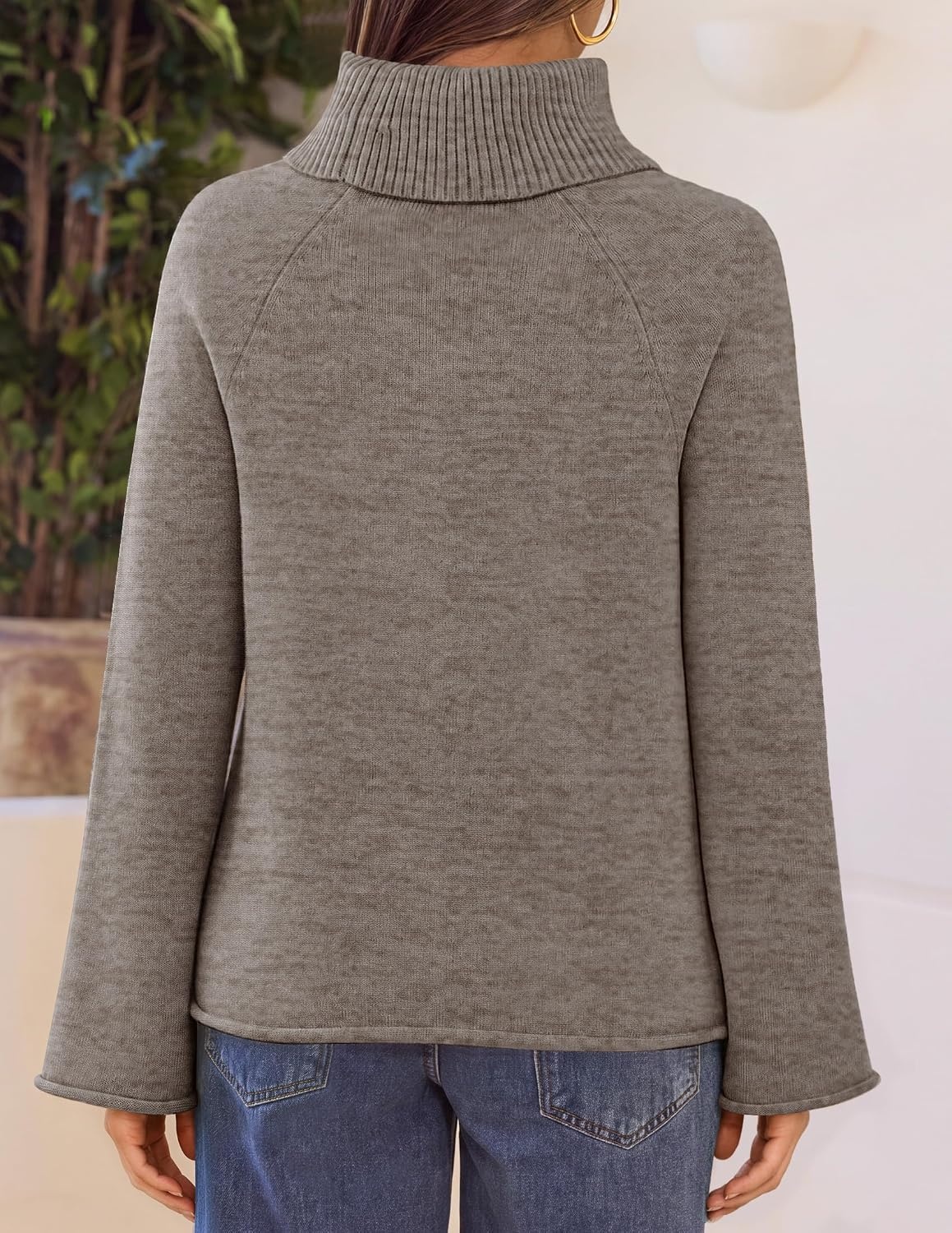image:imageMEROKEETY Womens Turtleneck Long Sleeve Fall Winter Chunky Knit Sweater Ribbed Knit Oversized Loose Fit 2026 Trendy Pullover Tops Business Casual Work Office Dressy Going Out Travel OutfitsCamel
