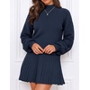 MEROKEETY Womens Fall 2 Piece Skirt Sets Sweater Outfits Mini Skirts Dress | 2026, Mock Neck, Long Lantern Ribbed Sleeve, Knit, Casual Pullover Tops, Pleated, Fashion Short Skirt, Trendy Winter Clothing(Navy)
