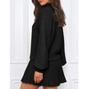 MEROKEETY Womens Fall 2 Piece Skirt Sets Sweater Outfits Mini Skirts Dress | 2026, Mock Neck, Long Lantern Ribbed Sleeve, Knit, Casual Pullover Tops, Pleated, Fashion Short Skirt, Trendy Winter Clothing(Black)
