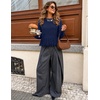 MEROKEETY Women’s Fall Fashion Crochet Fringe Sweaters | 2026 Fringe Tops for Women, Trendy Boho Knit, Long Sleeve, Crew Neck, Casual Pullover Tops(Navy)