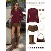 MEROKEETY Women’s Fall Fashion Crochet Fringe Sweaters | 2026 Fringe Tops for Women, Trendy Boho Knit, Long Sleeve, Crew Neck, Casual Pullover Tops(Wine)