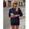 MEROKEETY Women’s Fall Long Sleeve Button Casual Pullover Sweater | Crew Neck, Ribbed Knit, Decorative Gold Buttons, Relaxed Fit, Solid Color, Business Casual, Work, 2026 Winter Outfits(Navy)
