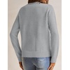 MEROKEETY Women’s Fall Long Sleeve Button Casual Pullover Sweater | Crew Neck, Ribbed Knit, Decorative Gold Buttons, Relaxed Fit, Solid Color, Business Casual, Work, 2026 Winter Outfits(Grey)