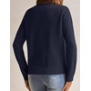 MEROKEETY Women’s Fall Long Sleeve Button Casual Pullover Sweater | Crew Neck, Ribbed Knit, Decorative Gold Buttons, Relaxed Fit, Solid Color, Business Casual, Work, 2026 Winter Outfits(Navy)