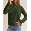 MEROKEETY Women’s Fall Long Sleeve Button Casual Pullover Sweater | Crew Neck, Ribbed Knit, Decorative Gold Buttons, Relaxed Fit, Solid Color, Business Casual, Work, 2026 Winter Outfits(Army)