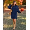 MEROKEETY Women’s Fall Long Sleeve Lace Oversized Casual Knit Sweater Dress | Patchwork, Crew Neck, Above Knee Length, Twofer Pullover, Ribbed, Drop Shoulder, Loose Fit, Soft, Cozy Winter Outfits 2026(Navy)