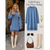 MEROKEETY Women’s Fall Long Sleeve Lace Oversized Casual Knit Sweater Dress | Patchwork, Crew Neck, Above Knee Length, Twofer Pullover, Ribbed, Drop Shoulder, Loose Fit, Soft, Cozy Winter Outfits 2026(Dustyblue)