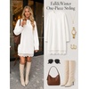 MEROKEETY Women’s Fall Long Sleeve Lace Oversized Casual Knit Sweater Dress | Patchwork, Crew Neck, Above Knee Length, Twofer Pullover, Ribbed, Drop Shoulder, Loose Fit, Soft, Cozy Winter Outfits 2026(White)