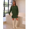 MEROKEETY Women’s Fall Long Sleeve Lace Oversized Casual Knit Sweater Dress | Patchwork, Crew Neck, Above Knee Length, Twofer Pullover, Ribbed, Drop Shoulder, Loose Fit, Soft, Cozy Winter Outfits 2026(Army)