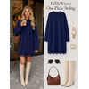 MEROKEETY Women’s Fall Long Sleeve Lace Oversized Casual Knit Sweater Dress | Patchwork, Crew Neck, Above Knee Length, Twofer Pullover, Ribbed, Drop Shoulder, Loose Fit, Soft, Cozy Winter Outfits 2026(Navy)