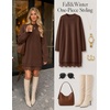 MEROKEETY Women’s Fall Long Sleeve Lace Oversized Casual Knit Sweater Dress | Patchwork, Crew Neck, Above Knee Length, Twofer Pullover, Ribbed, Drop Shoulder, Loose Fit, Soft, Cozy Winter Outfits 2026(Coffee)