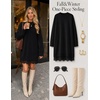 MEROKEETY Women’s Fall Long Sleeve Lace Oversized Casual Knit Sweater Dress | Patchwork, Crew Neck, Above Knee Length, Twofer Pullover, Ribbed, Drop Shoulder, Loose Fit, Soft, Cozy Winter Outfits 2026(Black)