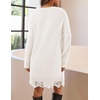 MEROKEETY Women’s Fall Long Sleeve Lace Oversized Casual Knit Sweater Dress | Patchwork, Crew Neck, Above Knee Length, Twofer Pullover, Ribbed, Drop Shoulder, Loose Fit, Soft, Cozy Winter Outfits 2026(White)