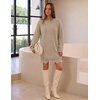 MEROKEETY Women’s Fall Long Sleeve Lace Oversized Casual Knit Sweater Dress | Patchwork, Crew Neck, Above Knee Length, Twofer Pullover, Ribbed, Drop Shoulder, Loose Fit, Soft, Cozy Winter Outfits 2026(Oatmeal)