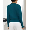 MEROKEETY Women’s Fall Mock Neck Batwing Sleeve Sweater Cinched Waist Tops | Dolman Sleeve, Ribbed Knit, Ruched, Single-side Buttons, Cozy Pullover, Date Night Going Out Outfits, Winter Fashion Clothes(Teal)