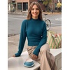 MEROKEETY Women’s Fall Mock Neck Batwing Sleeve Sweater Cinched Waist Tops | Dolman Sleeve, Ribbed Knit, Ruched, Single-side Buttons, Cozy Pullover, Date Night Going Out Outfits, Winter Fashion Clothes(Teal)