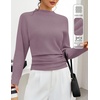 MEROKEETY Women’s Fall Mock Neck Batwing Sleeve Sweater Cinched Waist Tops | Dolman Sleeve, Ribbed Knit, Ruched, Single-side Buttons, Cozy Pullover, Date Night Going Out Outfits, Winter Fashion Clothes(Grey Purple)