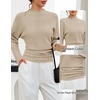 MEROKEETY Women’s Fall Mock Neck Batwing Sleeve Sweater Cinched Waist Tops | Dolman Sleeve, Ribbed Knit, Ruched, Single-side Buttons, Cozy Pullover, Date Night Going Out Outfits, Winter Fashion Clothes(Oatmeal)