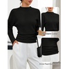 MEROKEETY Women’s Fall Mock Neck Batwing Sleeve Sweater Cinched Waist Tops | Dolman Sleeve, Ribbed Knit, Ruched, Single-side Buttons, Cozy Pullover, Date Night Going Out Outfits, Winter Fashion Clothes(Black)