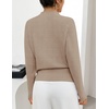 MEROKEETY Women’s Fall Mock Neck Batwing Sleeve Sweater Cinched Waist Tops | Dolman Sleeve, Ribbed Knit, Ruched, Single-side Buttons, Cozy Pullover, Date Night Going Out Outfits, Winter Fashion Clothes(Camel)