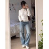 MEROKEETY Women’s Fall Mock Neck Batwing Sleeve Sweater Cinched Waist Tops | Dolman Sleeve, Ribbed Knit, Ruched, Single-side Buttons, Cozy Pullover, Date Night Going Out Outfits, Winter Fashion Clothes(White)