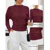MEROKEETY Women’s Fall Mock Neck Batwing Sleeve Sweater Cinched Waist Tops | Dolman Sleeve, Ribbed Knit, Ruched, Single-side Buttons, Cozy Pullover, Date Night Going Out Outfits, Winter Fashion Clothes(Wine)