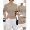 MEROKEETY Women’s Fall Mock Neck Batwing Sleeve Sweater Cinched Waist Tops | Dolman Sleeve, Ribbed Knit, Ruched, Single-side Buttons, Cozy Pullover, Date Night Going Out Outfits, Winter Fashion Clothes(Camel)