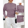 MEROKEETY Women’s Fall Mock Neck Batwing Sleeve Sweater Cinched Waist Tops | Dolman Sleeve, Ribbed Knit, Ruched, Single-side Buttons, Cozy Pullover, Date Night Going Out Outfits, Winter Fashion Clothes(Grey Purple)