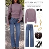 MEROKEETY Women’s Fall Mock Neck Batwing Sleeve Sweater Cinched Waist Tops | Dolman Sleeve, Ribbed Knit, Ruched, Single-side Buttons, Cozy Pullover, Date Night Going Out Outfits, Winter Fashion Clothes(Grey Purple)