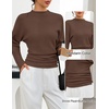 MEROKEETY Women’s Fall Mock Neck Batwing Sleeve Sweater Cinched Waist Tops | Dolman Sleeve, Ribbed Knit, Ruched, Single-side Buttons, Cozy Pullover, Date Night Going Out Outfits, Winter Fashion Clothes(Coffee)