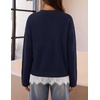 MEROKEETY Women’s Fall Oversized Lace Sweaters 2026 Trendy | Long Sleeve, Crew Neck, Drop Shoulder, Soft Knit, Loose Casual , Cozy Cute Pullover Top, Fall Fashion Outfits, Winter Clothes(Navy)