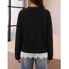 MEROKEETY Women’s Fall Oversized Lace Sweaters 2026 Trendy | Long Sleeve, Crew Neck, Drop Shoulder, Soft Knit, Loose Casual , Cozy Cute Pullover Top, Fall Fashion Outfits, Winter Clothes(Black)