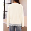 MEROKEETY Women’s Fall Oversized Lace Sweaters 2026 Trendy | Long Sleeve, Crew Neck, Drop Shoulder, Soft Knit, Loose Casual , Cozy Cute Pullover Top, Fall Fashion Outfits, Winter Clothes(White)