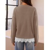 MEROKEETY Women’s Fall Oversized Lace Sweaters 2026 Trendy | Long Sleeve, Crew Neck, Drop Shoulder, Soft Knit, Loose Casual , Cozy Cute Pullover Top, Fall Fashion Outfits, Winter Clothes(Khaki)