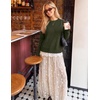 MEROKEETY Women’s Fall Oversized Lace Sweaters 2026 Trendy | Long Sleeve, Crew Neck, Drop Shoulder, Soft Knit, Loose Casual , Cozy Cute Pullover Top, Fall Fashion Outfits, Winter Clothes(Army)