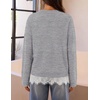 MEROKEETY Women’s Fall Oversized Lace Sweaters 2026 Trendy | Long Sleeve, Crew Neck, Drop Shoulder, Soft Knit, Loose Casual , Cozy Cute Pullover Top, Fall Fashion Outfits, Winter Clothes(Gray)