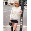 MEROKEETY Women’s Fall Oversized Lace Sweaters 2026 Trendy | Long Sleeve, Crew Neck, Drop Shoulder, Soft Knit, Loose Casual , Cozy Cute Pullover Top, Fall Fashion Outfits, Winter Clothes(White)